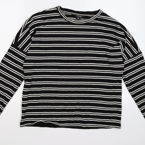 Monki Womens Black Striped Knit Pullover Jumper Size 2XS