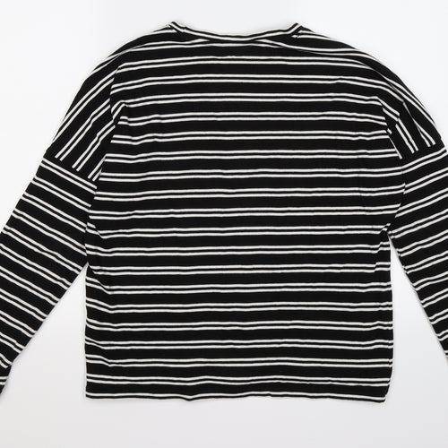 Monki Womens Black Striped Knit Pullover Jumper Size 2XS