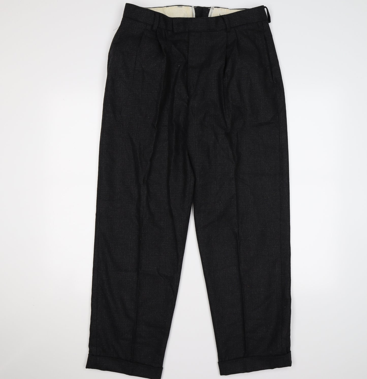 Topman Mens Grey Check Knit Dress Pants Trousers Size 32 L30 in