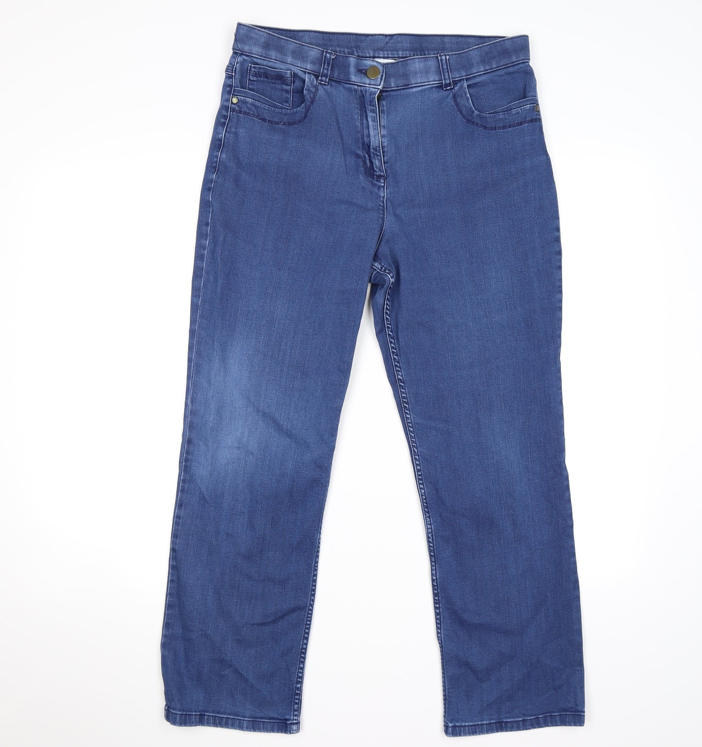 Marks and Spencer Womens Blue  Denim Straight Jeans Size 12 L25 in