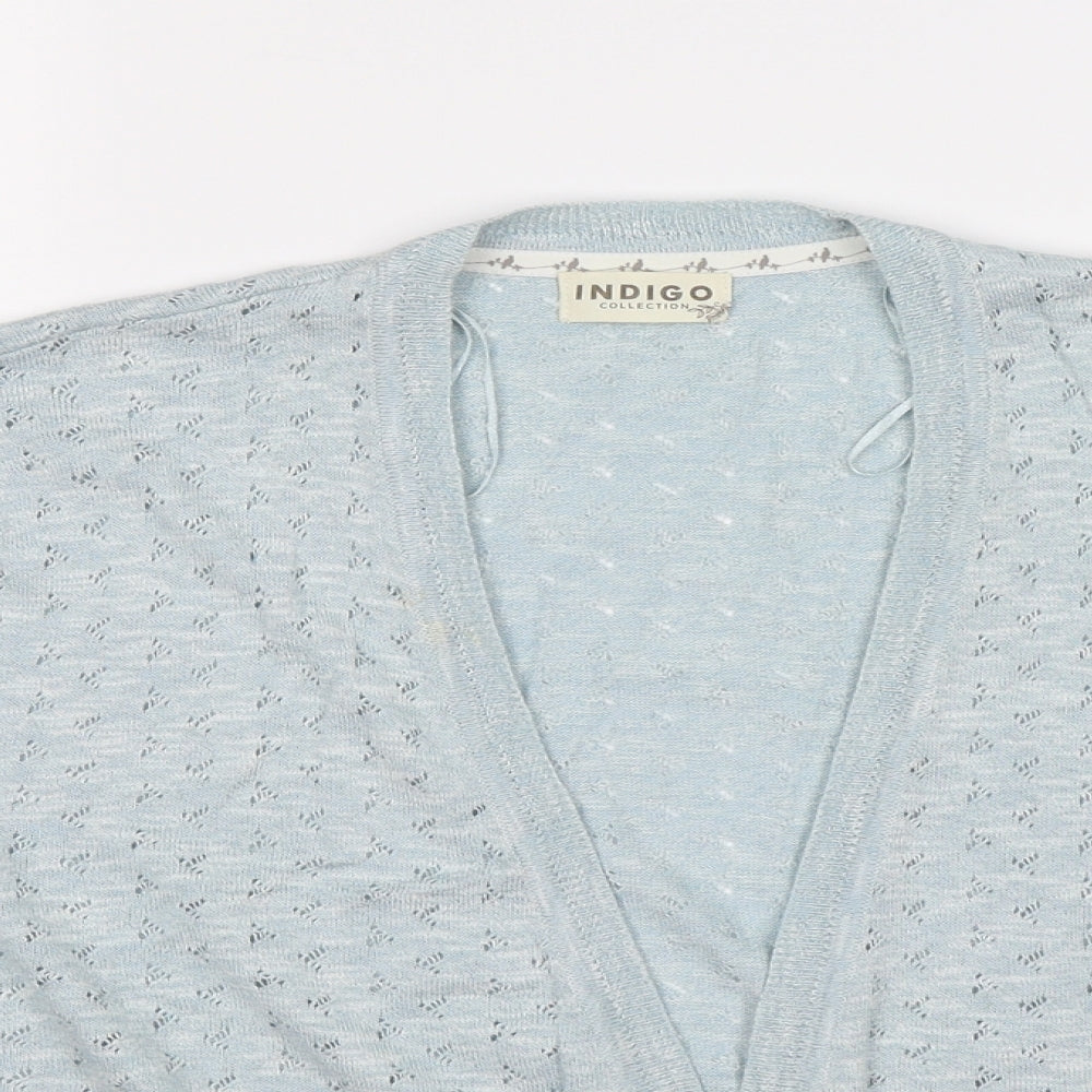 Indigo Womens Blue  Knit Cardigan Jumper Size 16