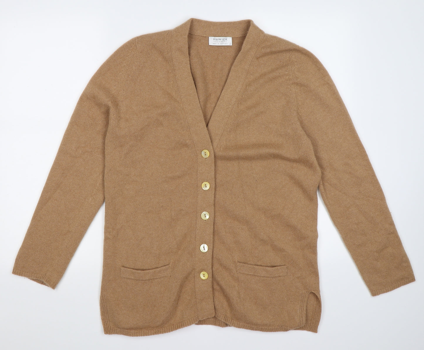 hawick Womens Brown  Knit Cardigan Jumper Size S  - made in scotland