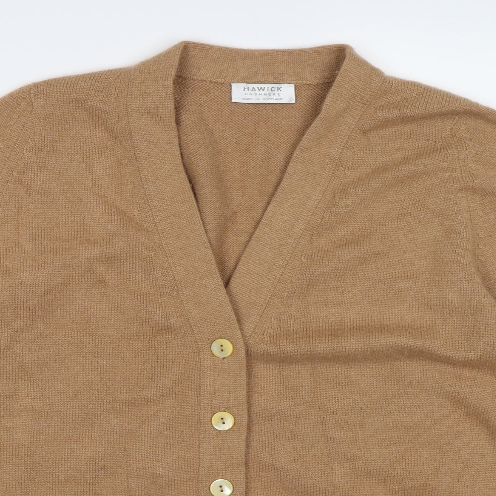 hawick Womens Brown  Knit Cardigan Jumper Size S  - made in scotland