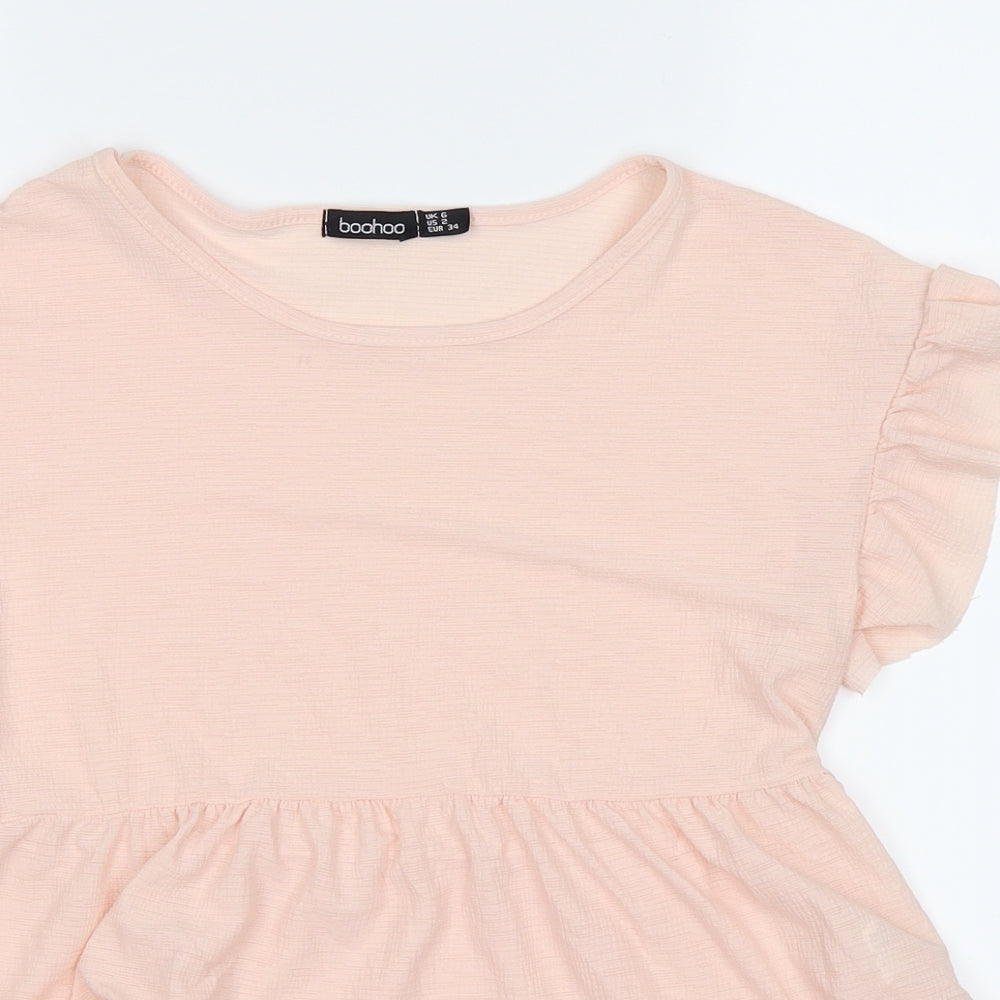 Boohoo Womens Pink  Chiffon Tunic T-Shirt Size 6