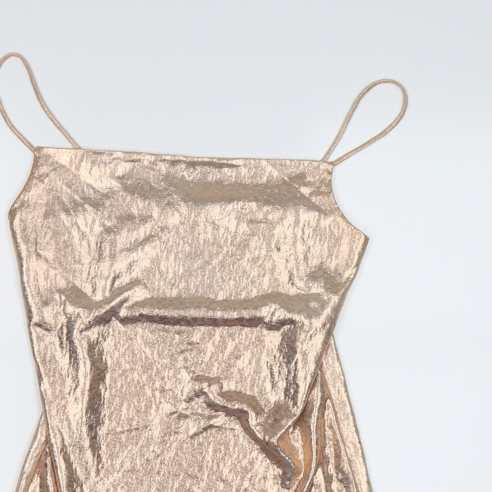 Miss Selfridge Womens Gold   Slip Dress  Size 6