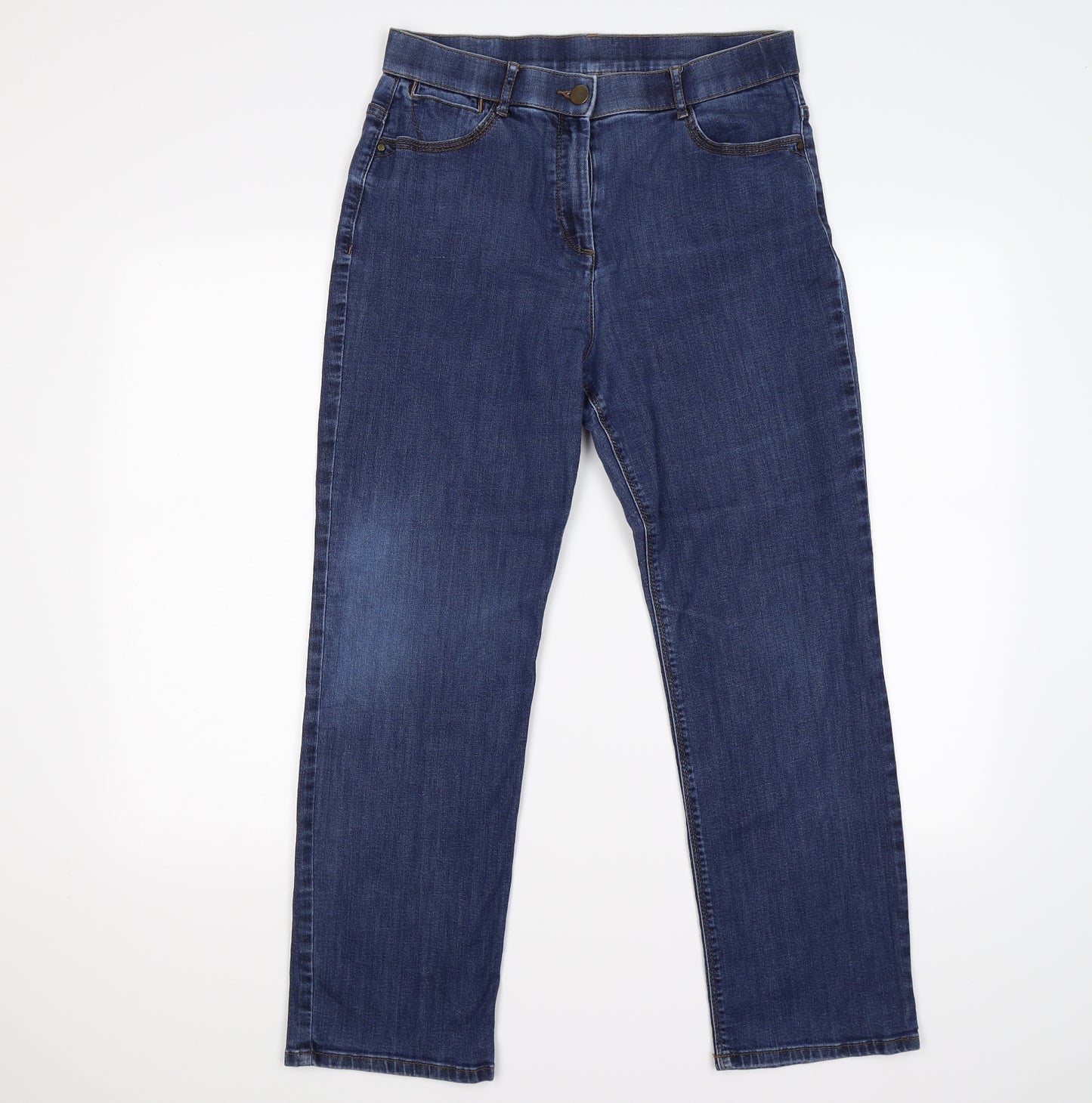 Marks and Spencer Womens Blue  Denim Straight Jeans Size 12 L26 in