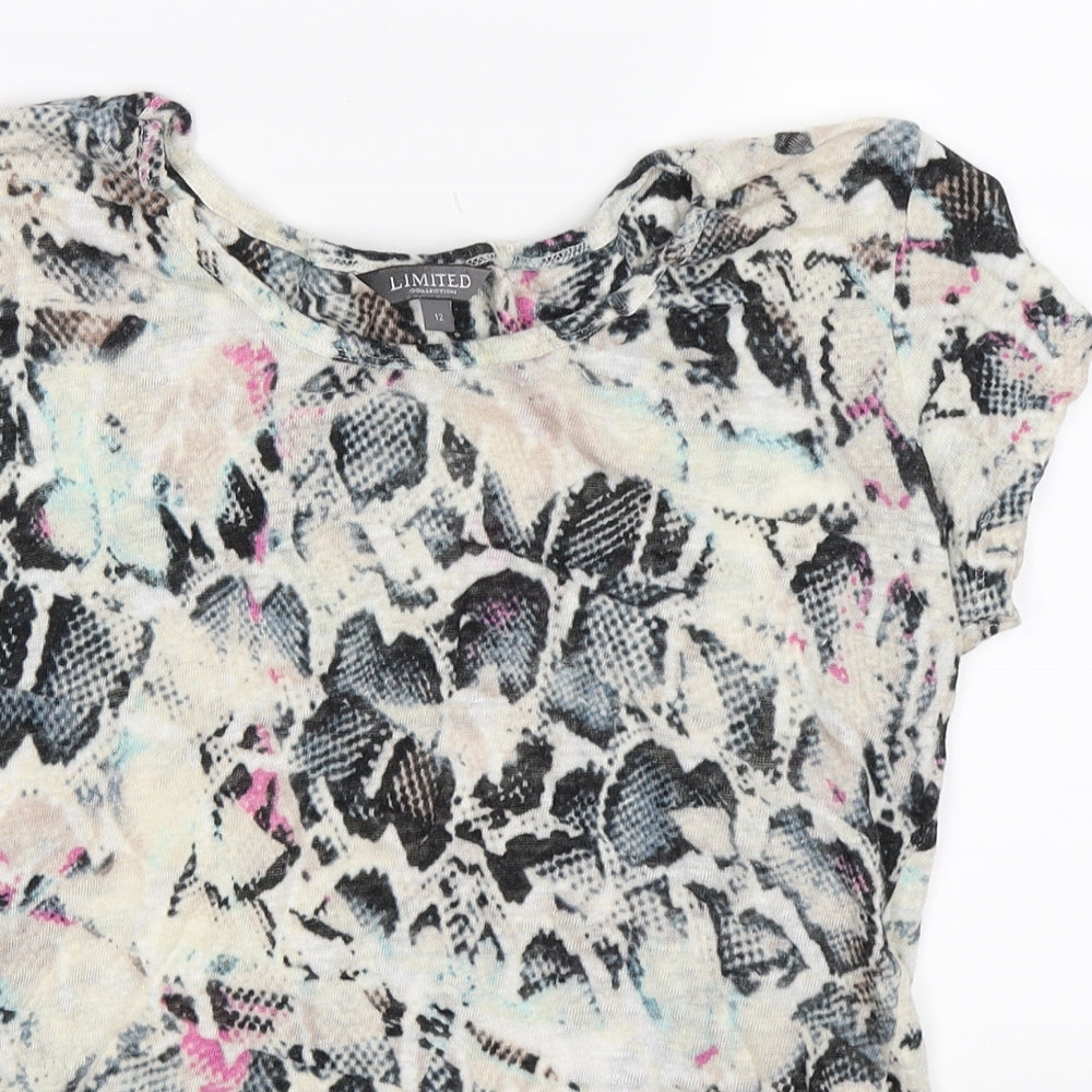 Marks and Spencer Womens Beige Floral  Basic T-Shirt Size 12