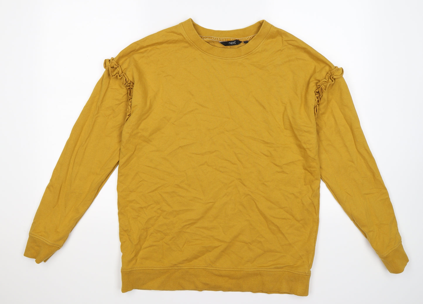 NEXT Womens Yellow  Jersey Pullover Sweatshirt Size 12  - frill shoulders
