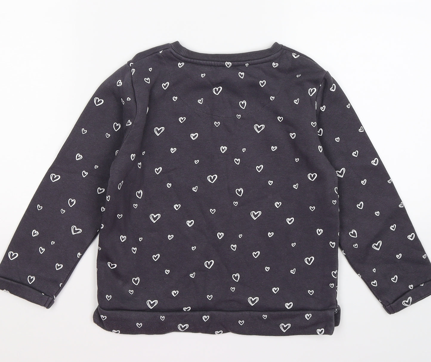 F&F Girls Grey  Jersey Pullover Sweatshirt Size 5 Years  - hearts