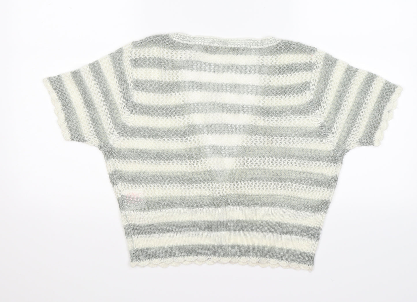 authentic knits Womens Grey Striped Knit Shrug Jumper Size 16