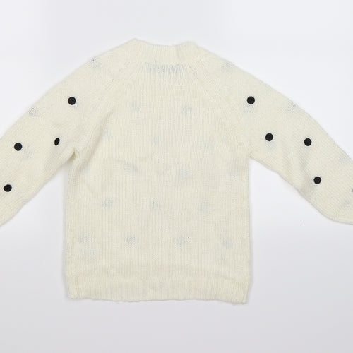 George Girls Beige Polka Dot Knit Pullover Jumper Size 5-6 Years