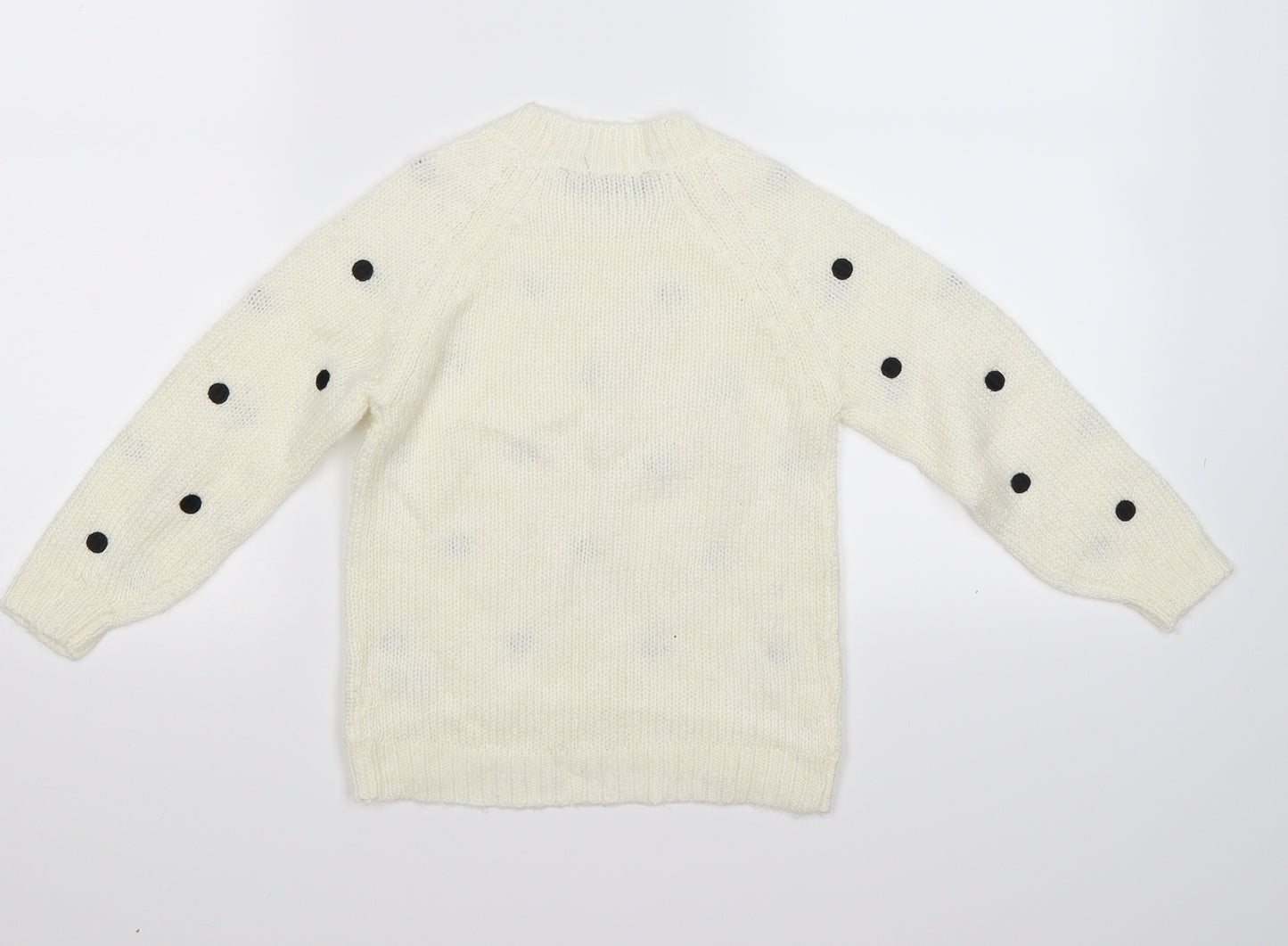 George Girls Beige Polka Dot Knit Pullover Jumper Size 5-6 Years