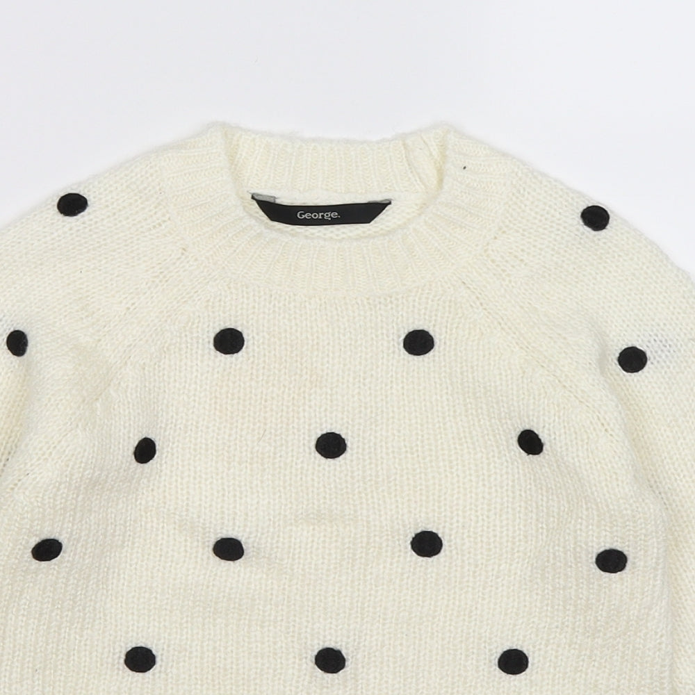 George Girls Beige Polka Dot Knit Pullover Jumper Size 5-6 Years