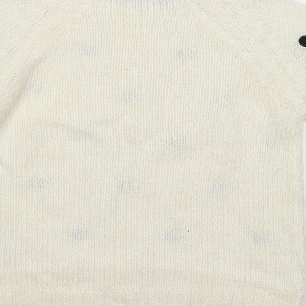 George Girls Beige Polka Dot Knit Pullover Jumper Size 5-6 Years