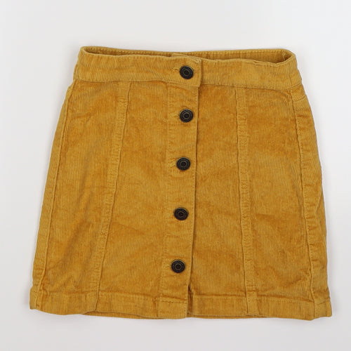 George Girls Yellow Striped Corduroy Straight & Pencil Skirt Size 5-6 Years - mustard