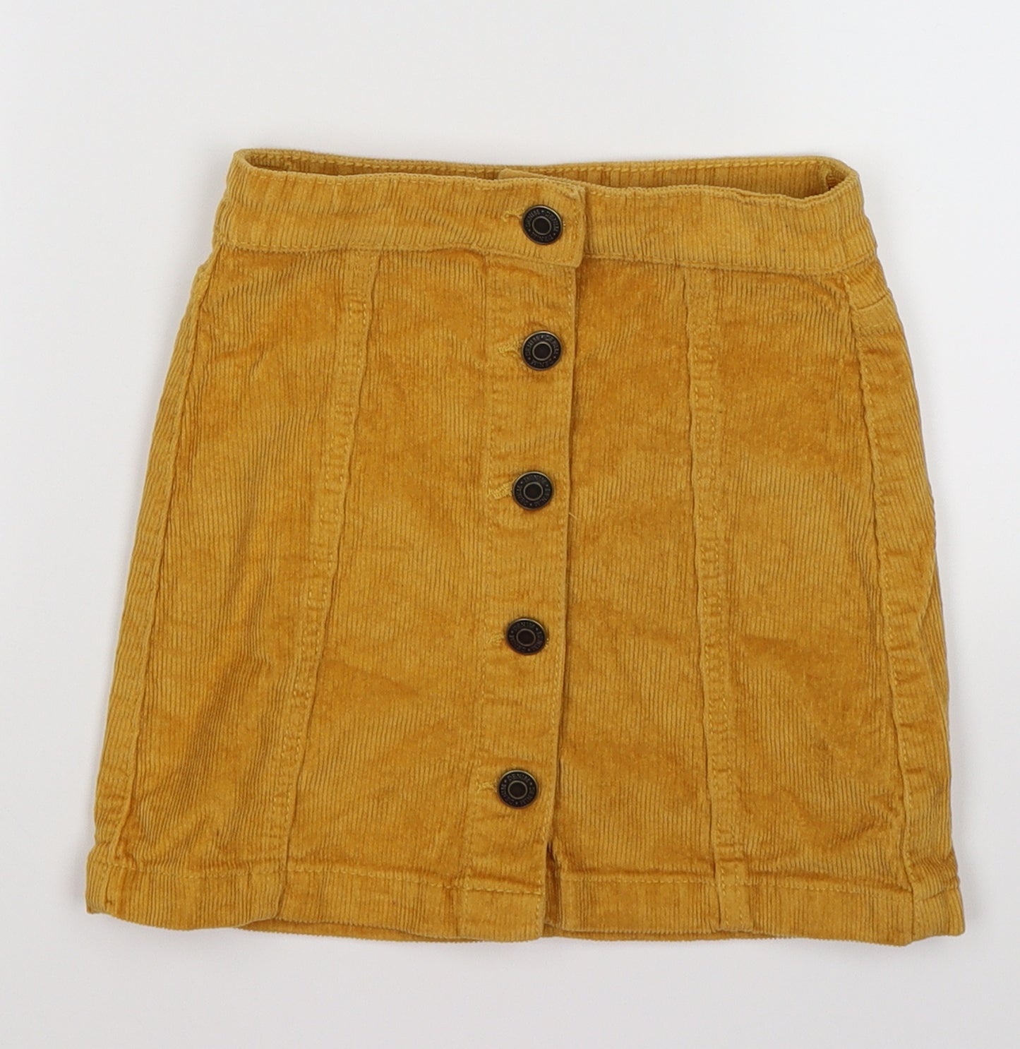George Girls Yellow Striped Corduroy Straight & Pencil Skirt Size 5-6 Years - mustard