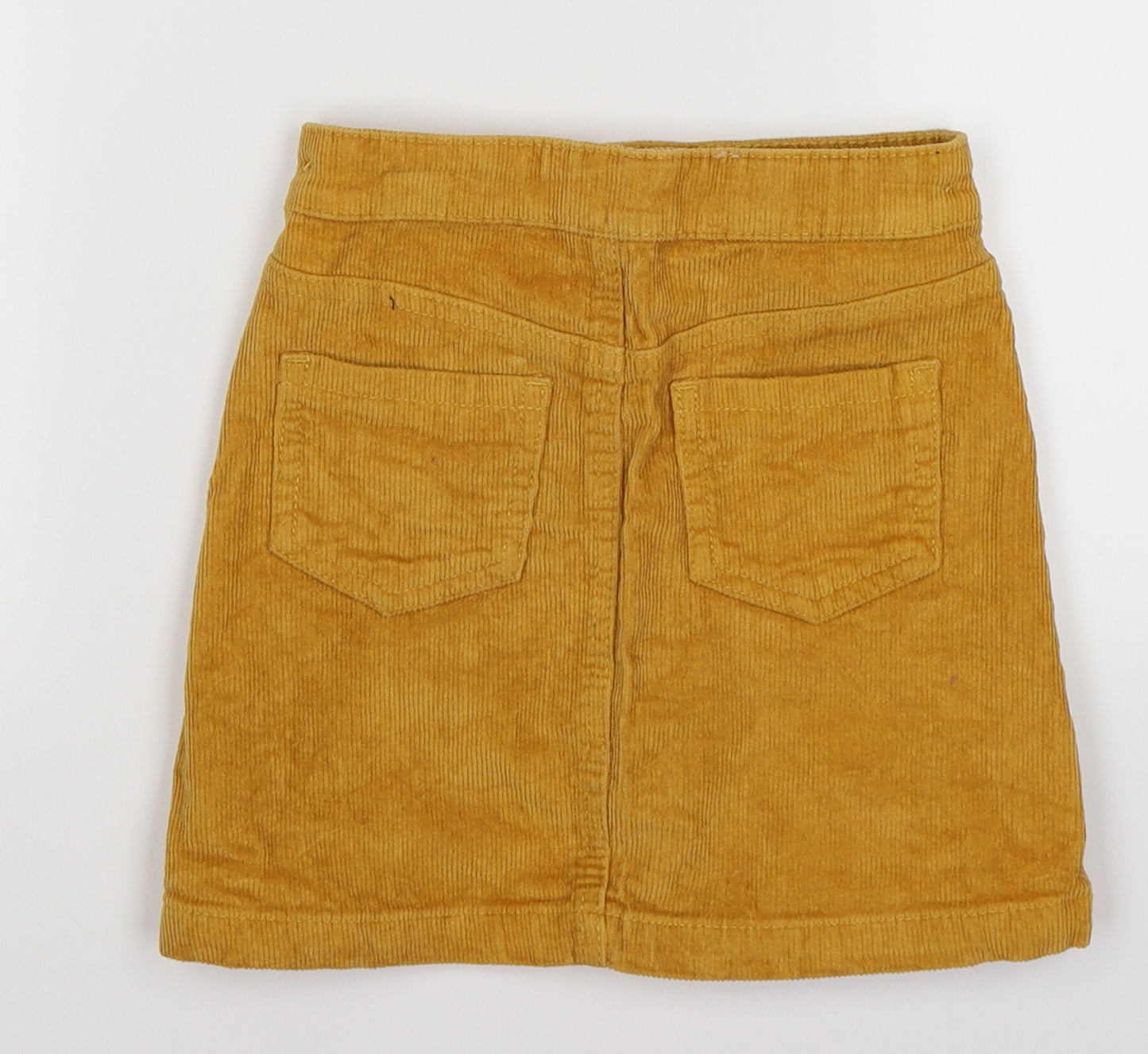 George Girls Yellow Striped Corduroy Straight & Pencil Skirt Size 5-6 Years - mustard