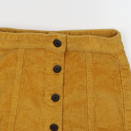 George Girls Yellow Striped Corduroy Straight & Pencil Skirt Size 5-6 Years - mustard