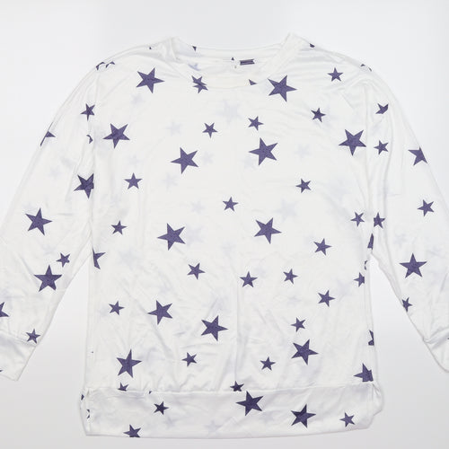 Preworn Womens White  Satin Pullover Jumper Size S  - STARS