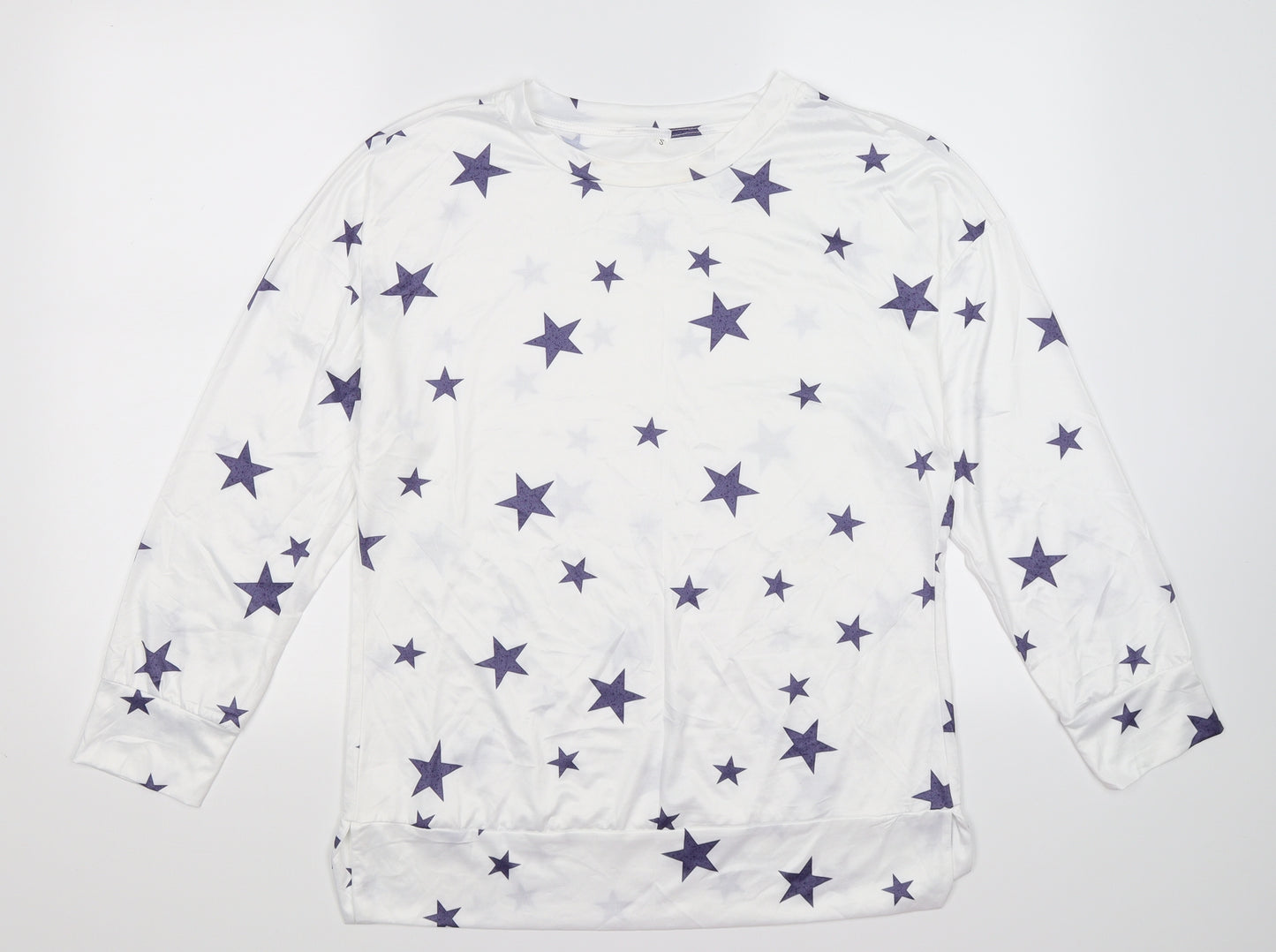 Preworn Womens White  Satin Pullover Jumper Size S  - STARS
