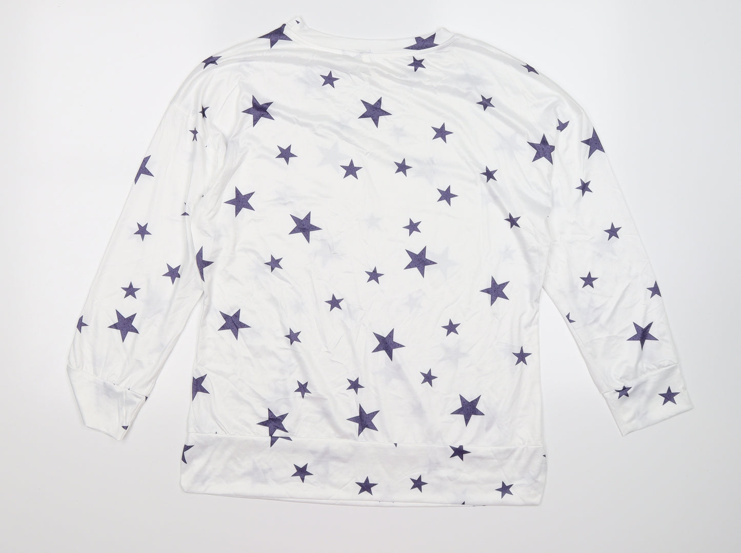 Preworn Womens White  Satin Pullover Jumper Size S  - STARS