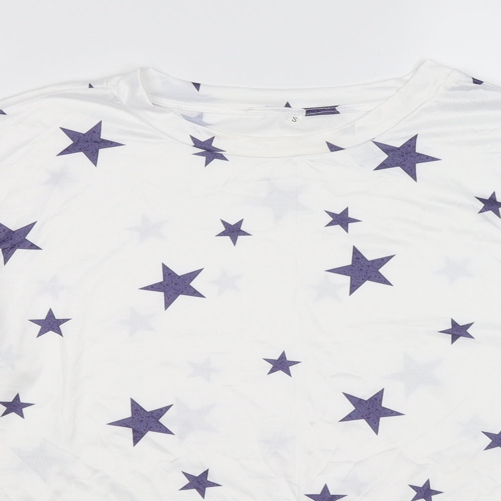 Preworn Womens White  Satin Pullover Jumper Size S  - STARS