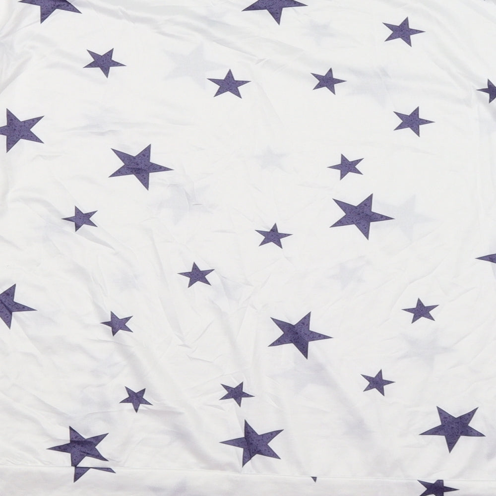 Preworn Womens White  Satin Pullover Jumper Size S  - STARS