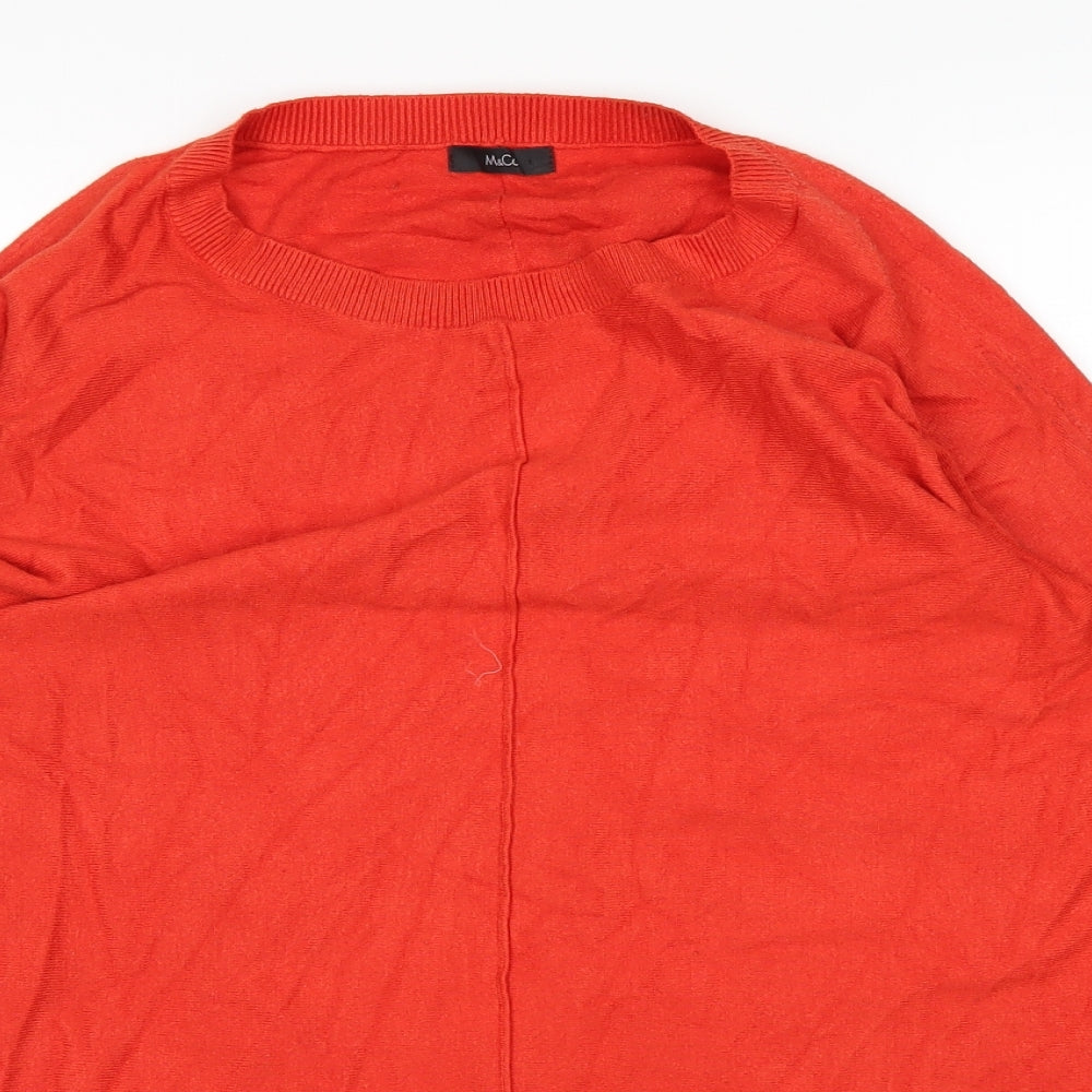 M&Co Womens Orange   Basic T-Shirt Size 14