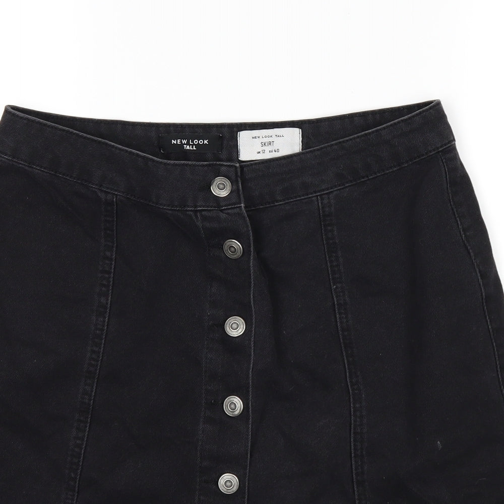 New Look Womens Black  Denim A-Line Skirt Size 12