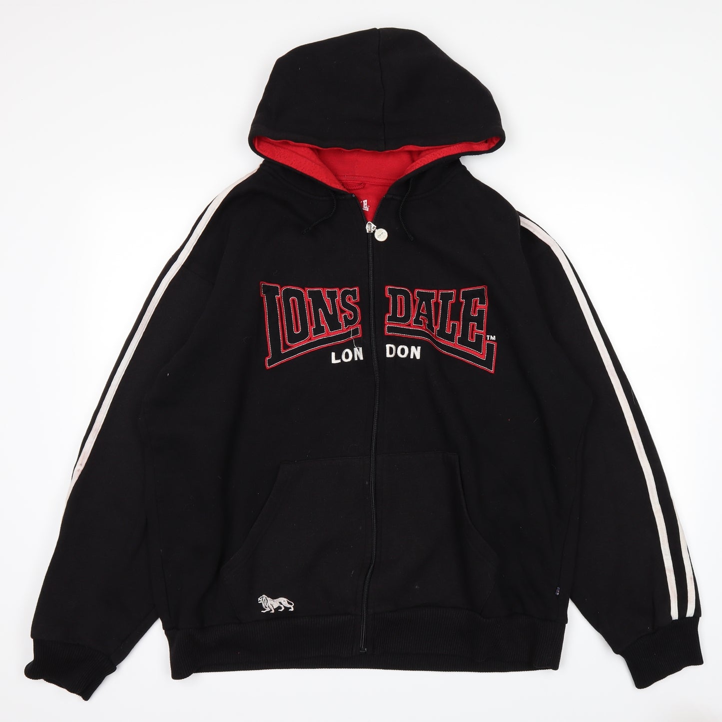 Lonsdale Mens Black   Full Zip Hoodie Size L