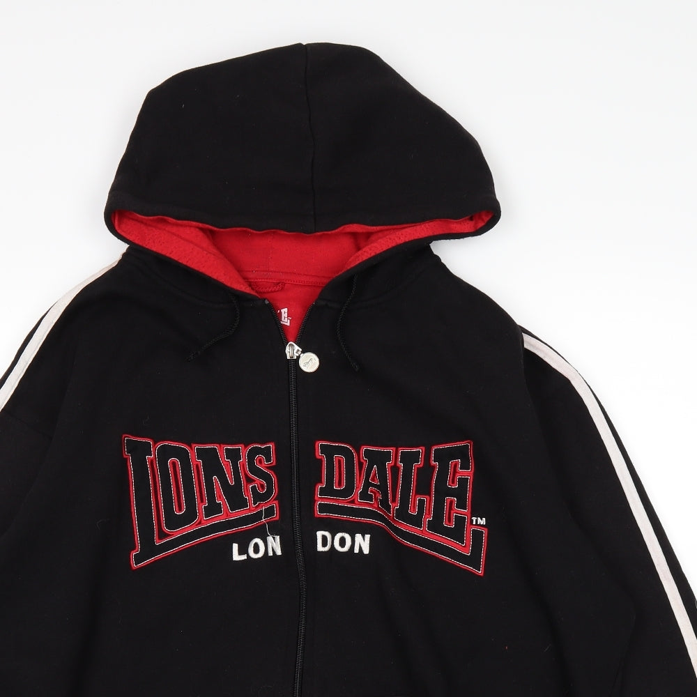 Lonsdale Mens Black   Full Zip Hoodie Size L