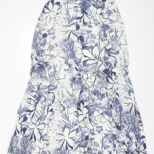 Per Una Womens White Floral  A-Line Skirt Size 12