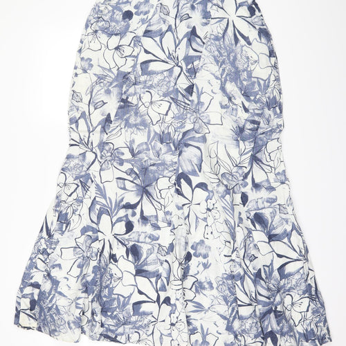 Per Una Womens White Floral  A-Line Skirt Size 12