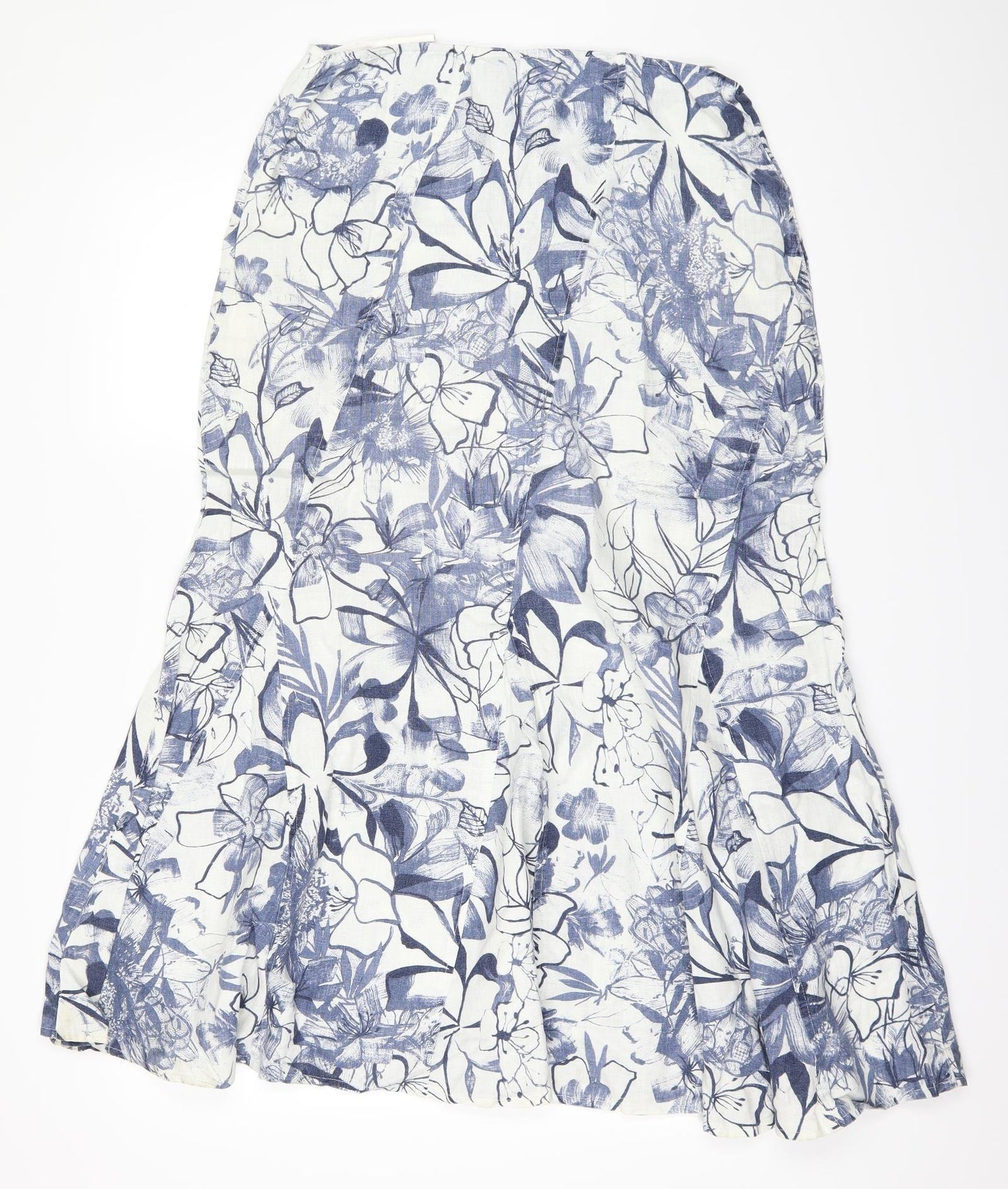 Per Una Womens White Floral  A-Line Skirt Size 12