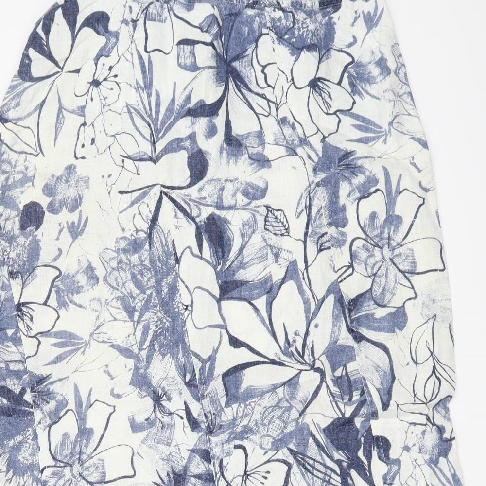 Per Una Womens White Floral  A-Line Skirt Size 12