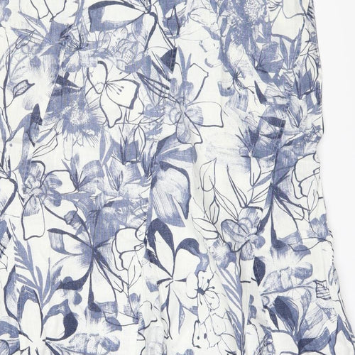 Per Una Womens White Floral  A-Line Skirt Size 12