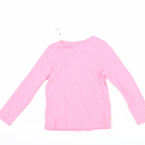 Marks and Spencer Girls Pink   Basic T-Shirt Size 5-6 Years  - Tiger