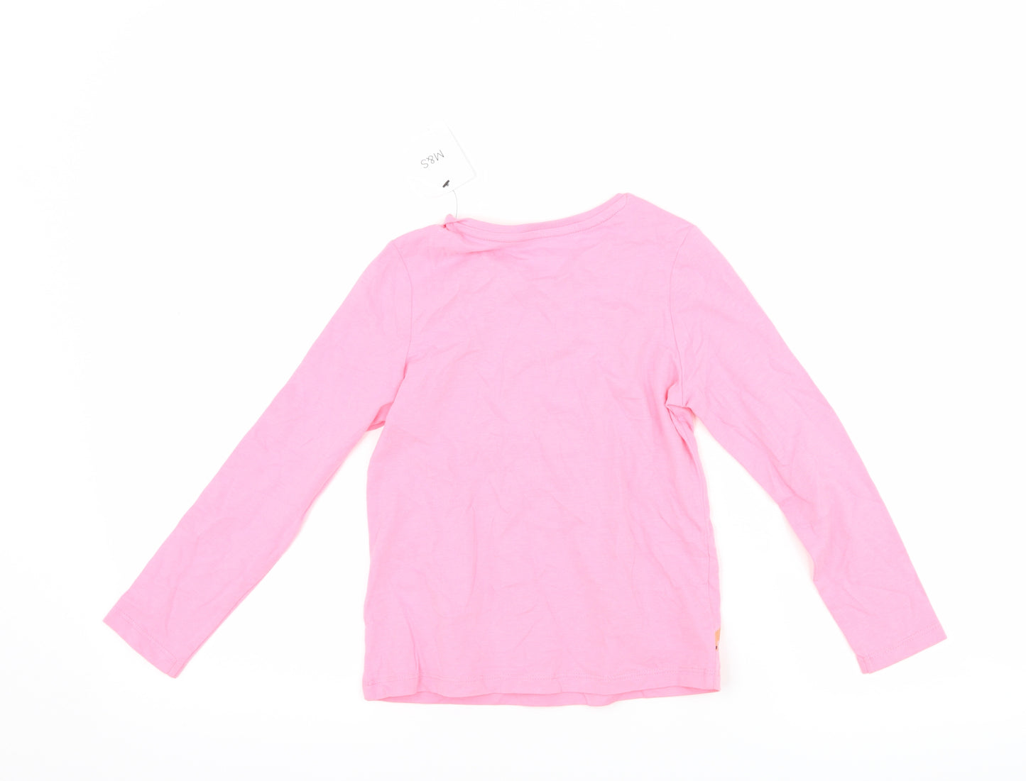 Marks and Spencer Girls Pink   Basic T-Shirt Size 5-6 Years  - Tiger