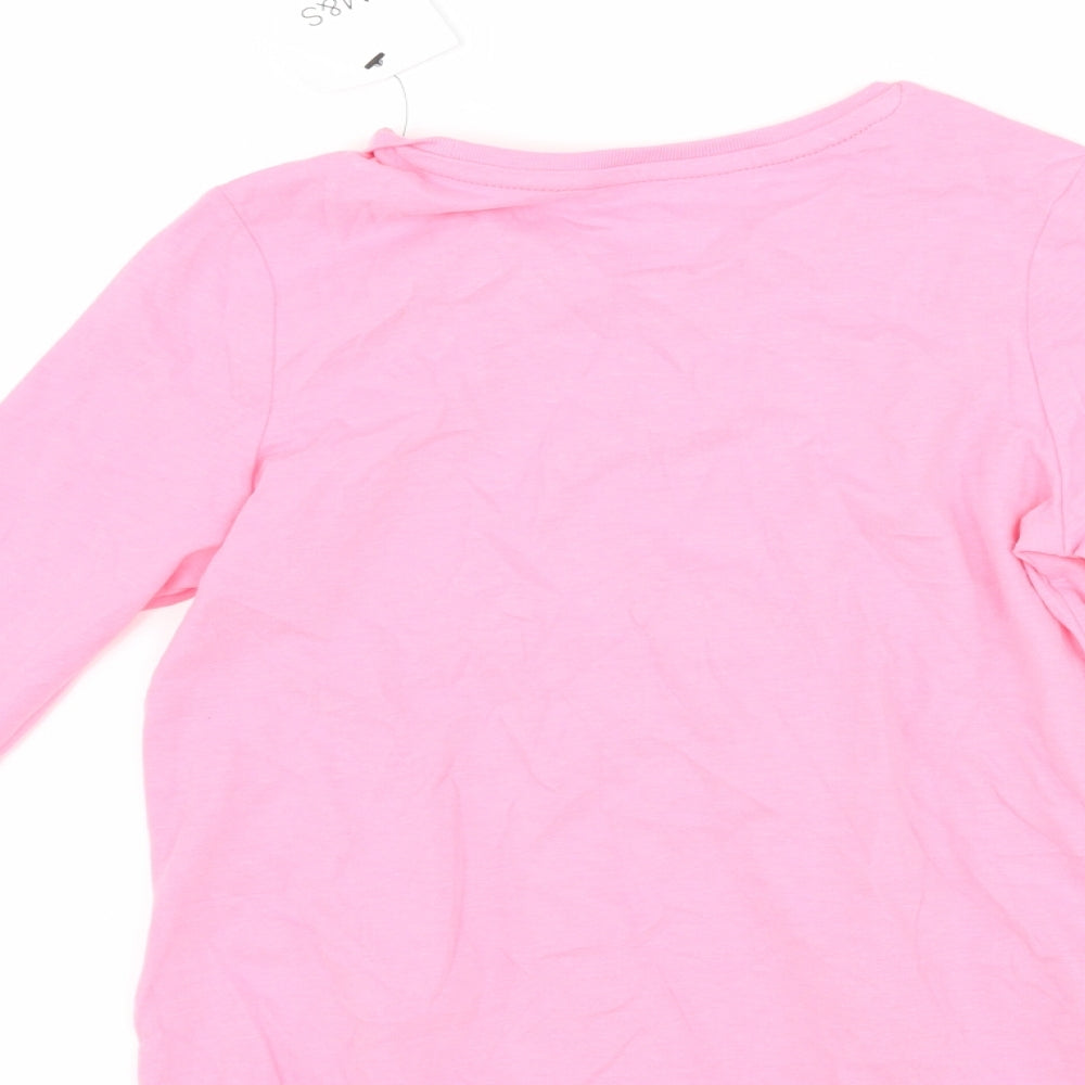 Marks and Spencer Girls Pink   Basic T-Shirt Size 5-6 Years  - Tiger