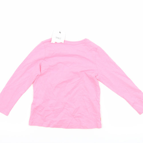 Marks and Spencer Girls Pink   Basic T-Shirt Size 2-3 Years  - tiger