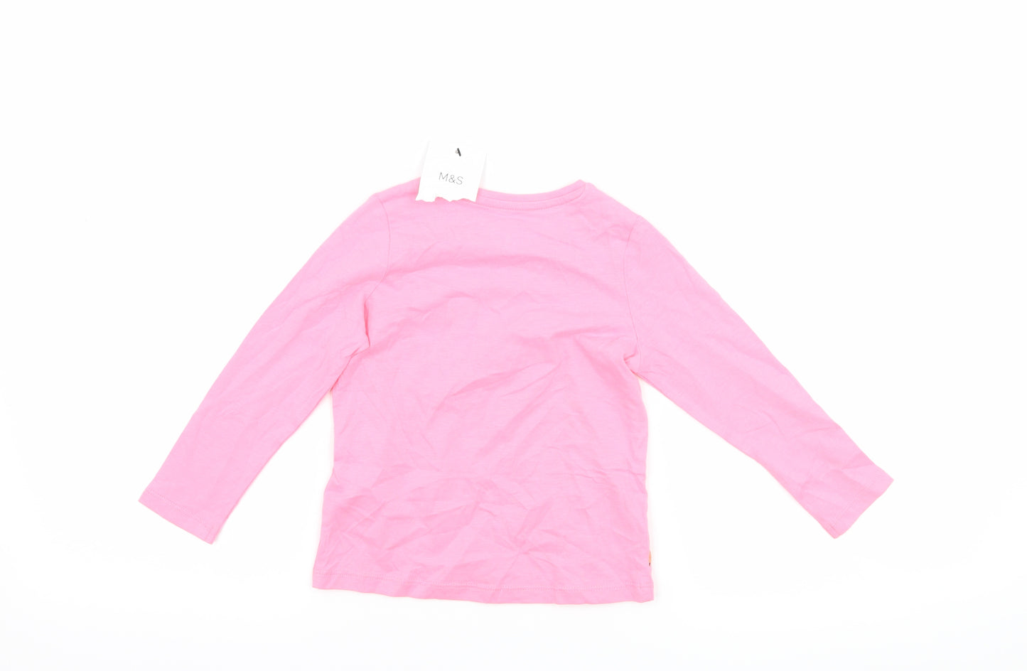 Marks and Spencer Girls Pink   Basic T-Shirt Size 2-3 Years  - tiger
