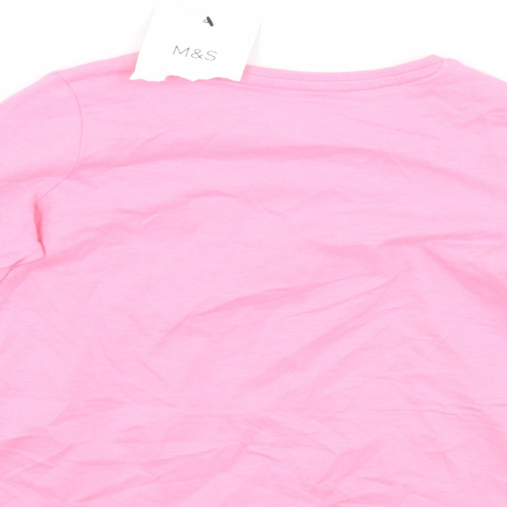 Marks and Spencer Girls Pink   Basic T-Shirt Size 2-3 Years  - tiger