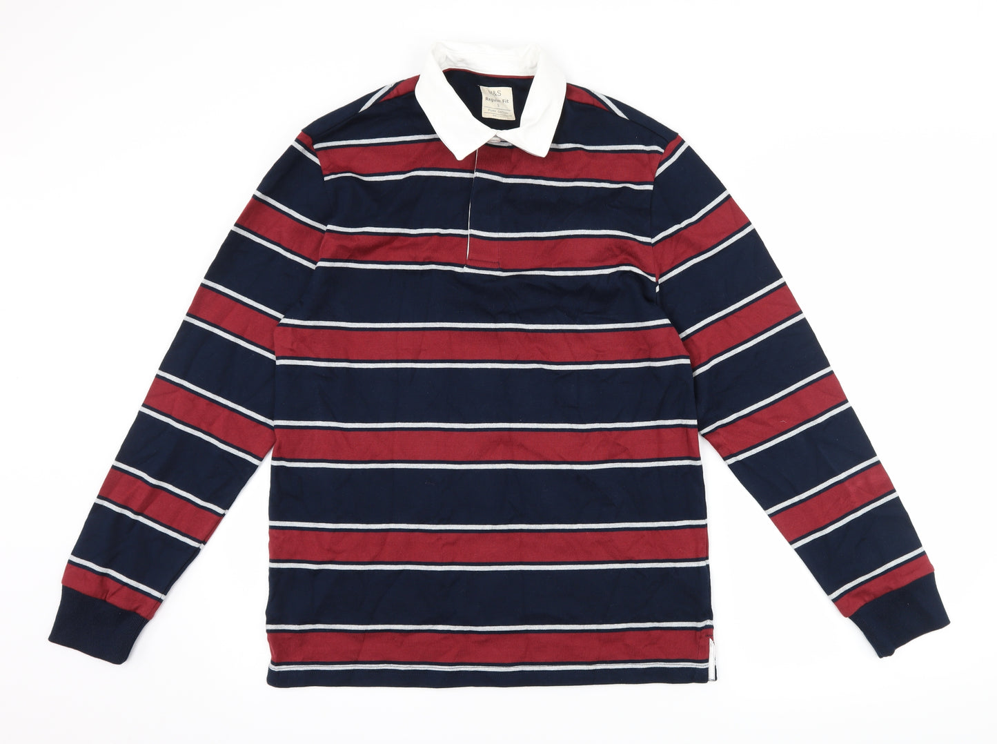 Marks and Spencer Mens Red Striped   Polo Size S