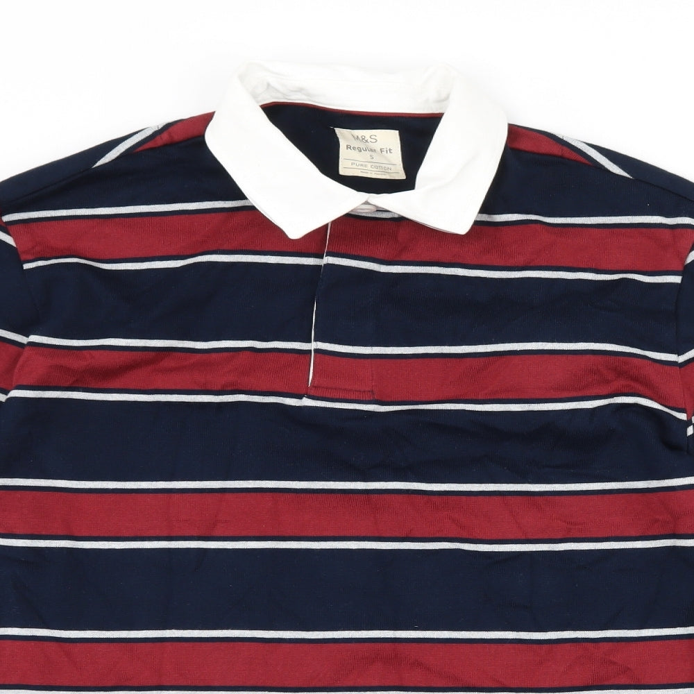 Marks and Spencer Mens Red Striped   Polo Size S