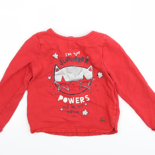 Mothercare Baby Red   Basic T-Shirt Size 18-24 Months  - cat superhero