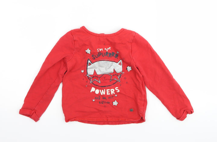 Mothercare Baby Red Basic T-Shirt Size 18-24 Months - cat superhero