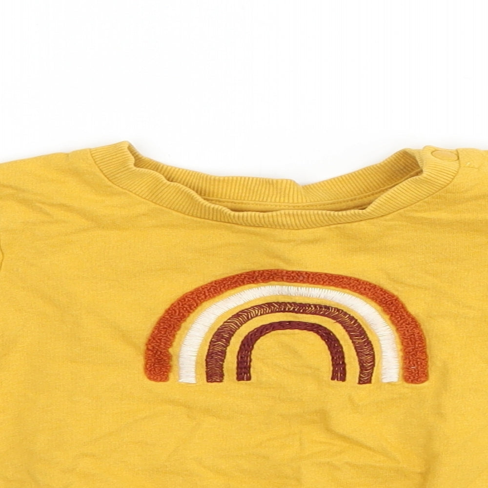 TU Baby Yellow   Basic T-Shirt Size 12-18 Months  - rainbow