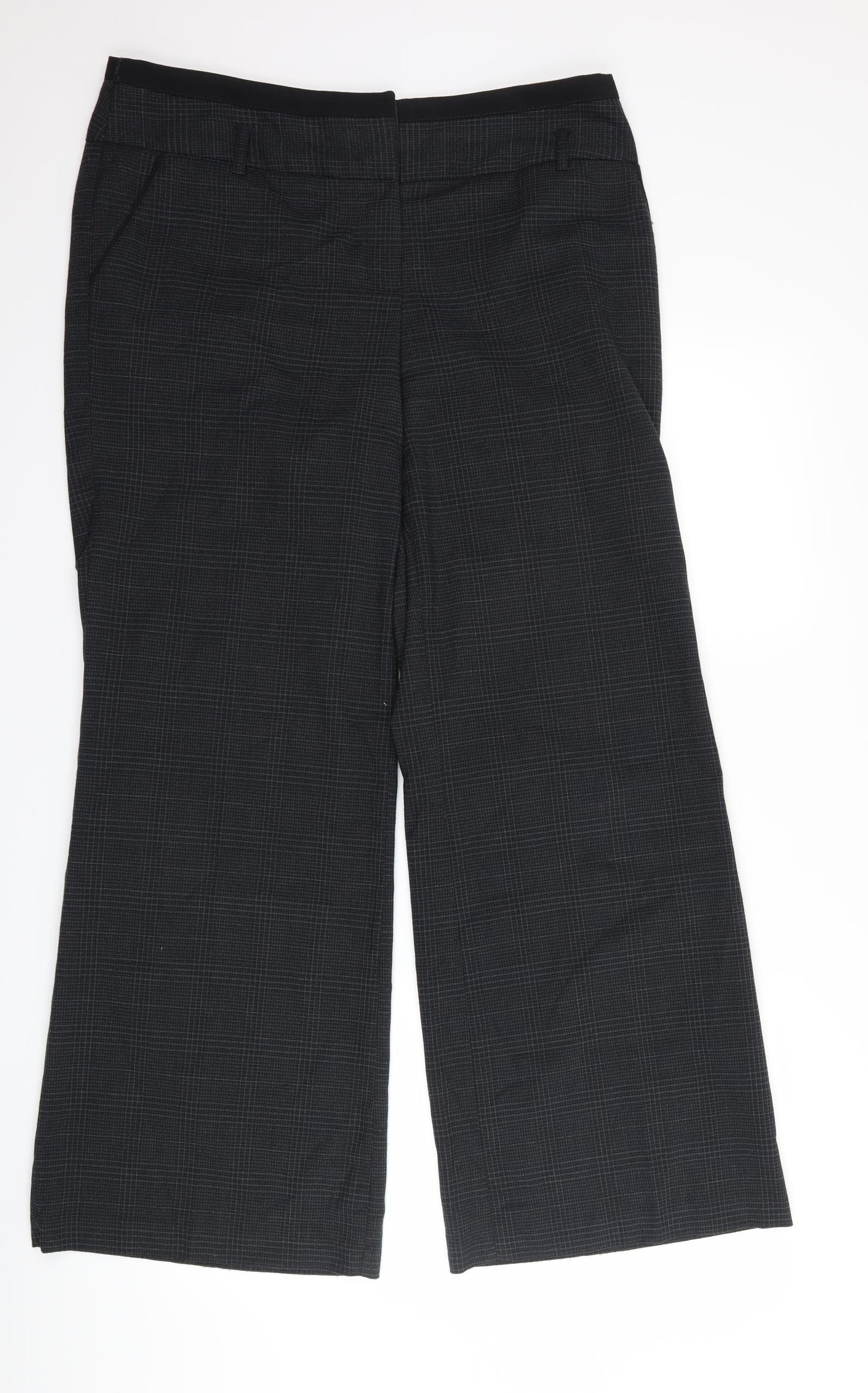 NEXT Womens Grey Check  Trousers  Size 14 L30 in