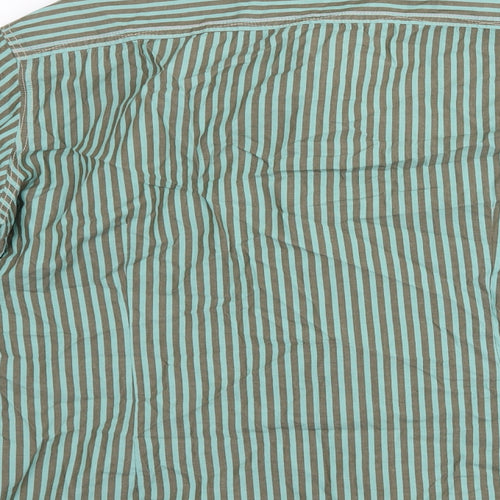 NEXT Mens Green Striped   Button-Up Size L