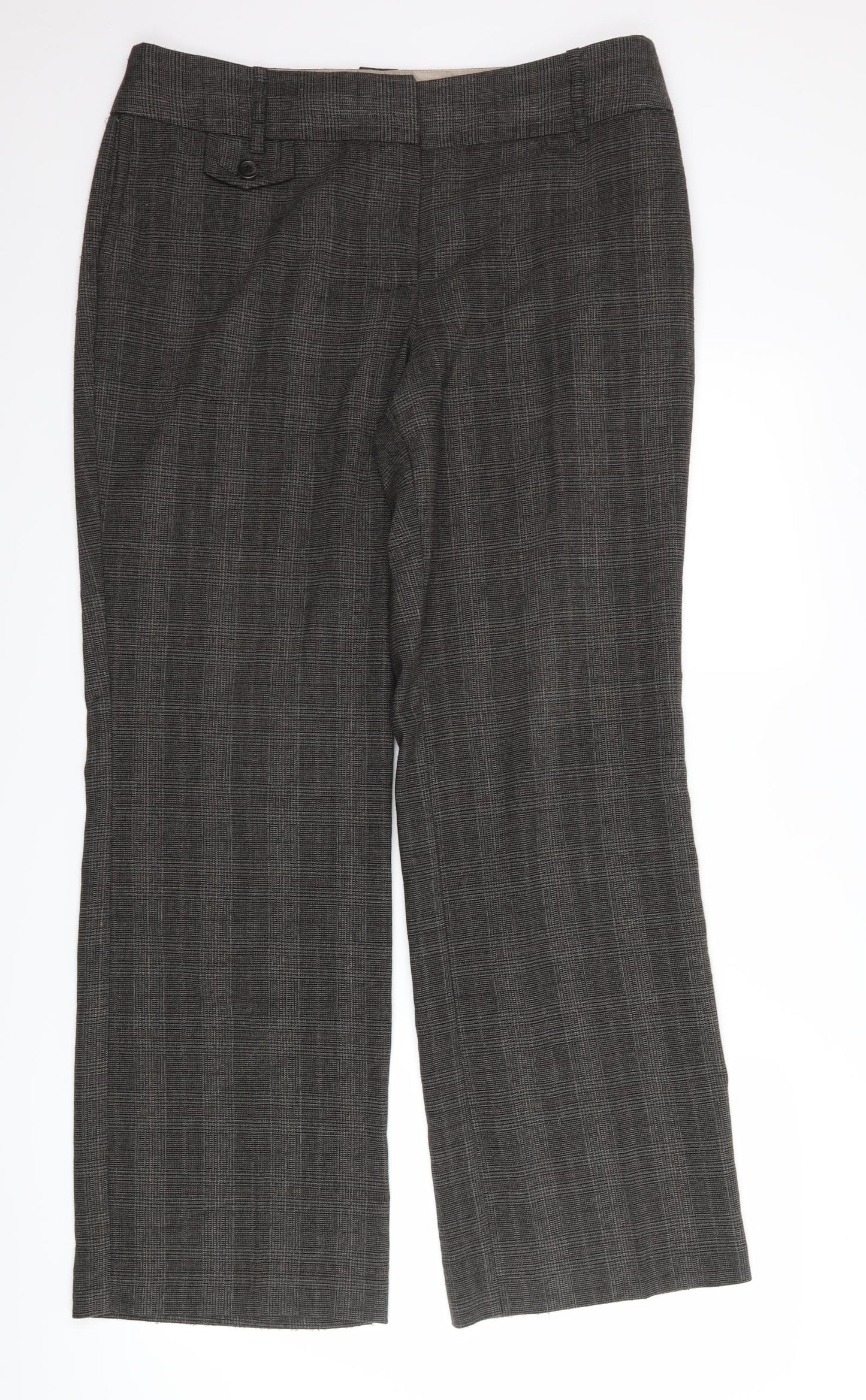 NEXT Womens Grey Houndstooth  Trousers  Size 14 L30 in